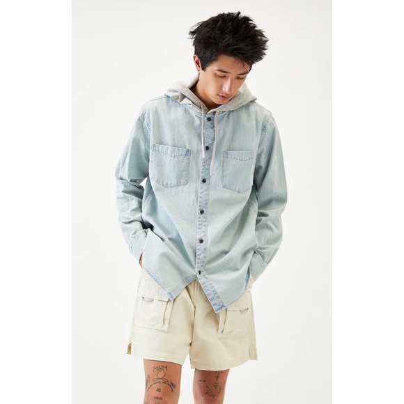 PacSun Other - Pacsun Chambray Hooded Button Up Jacket